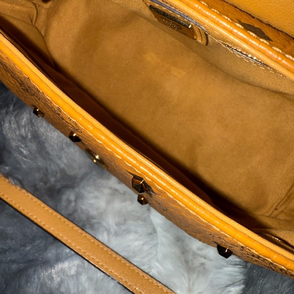 MCM Visetos Cognac Leather Shoulder Bag - Picture 9 of 14